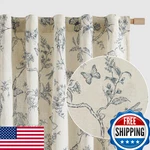 Lazzzy Charlotte Blue Floral Linen Farmhouse Curtains 96 Inches Long Back Tab New. Price: $69.58.