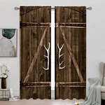 Cinbloo Wooden Door Curtains Rod Pocket Rustic Brown Barnwood Garage Gat... New. Price: $48.40.