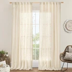 Lamit Beige Linen Curtains 90" Light Filtering Semi-sheer, Back Tab/rod Pocket Open. Price: $22.36.