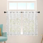White Sheer Lace Tier Curtains 36 Inches Long Volie Rod Pocket Cafe Half Smal... New. Price: $25.16.