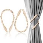 Ocioli Wood Bead Curtain Tiebacks 2 Pack, No Drill Holdbacks For Boho De New. Price: $13.37.