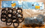 (28) Vintage Kirsch Dark Walnut 1" Round Eyelet Cafe Rings For 13/16" Rods Used. Price: $13.85.
