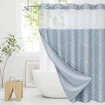 Craidlela No Hooks Boho Fog Blue Shower Curtain Set With Snap-in Liner, Farmhous New. Price: $50.27.