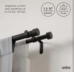 Umbra Double Curtain Rod Set 1" & 3/4" Metal Adjustable 36-66" Black Modern New. Price: $24.99.