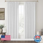Chrisdowa White Pinch Pleated Curtains Full Blackout Linen Thermal New. Price: $106.69.