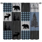 Jaderys Rustic Curtains Vintage Farmhouse Bear Moose Deer Silhouette Forest W... New. Price: $35.99.
