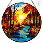 Sunrise Tree River Landscape Stained Glass Suncatcher For Window Hanging ... New. Price: $40.59.