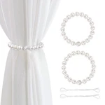 Auleep Magnetic Curtain Tiebacks, 2 Pack Pearl Holdbacks Holders New. Price: $14.75.