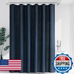 Jowels Navy Blue Linen Shower Curtain, Boho Farmhouse Set For Bat New. Price: $73.05.
