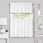 Achim Kendal Tier And Valance Window Curtain Set 58 X 36 White & Black Fabric New. Price: $15.60.