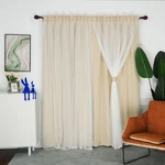 Inlinas 52 X 84 Inches Beige Blackout Curtains With Sheer Overlay - Back Tab ... New. Price: $92.19.