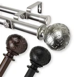 1" Double Curtain Rod 160-240" Satin Nickel Cap W/ Finials & Support Center New. Price: $70.50.