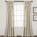 Boho Pom Tassel Linen Textured Window Curtain Panel 52" 95" New. Price: $102.99.