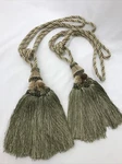 Pair Tieback Tassels Curtain Drape Sage Green Beige Vtg Style Art Deco Victorian New. Price: $19.95.