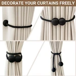 Hion Magnetic Curtain Tiebacks Black 2PCS, Buckles Holdbacks New. Price: $9.99.