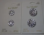 Vintage Buttons Mode Crystal Glass Size 16MM 1/2" #48102 & 19MM 3/4" #48103 New. Price: $14.00.