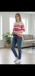 Loft Womens Striped Blouse Top Thin Knit Pink Yellow White 3/4 Sleeve Shirt New. Price: $18.57.