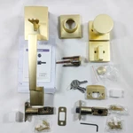 Ehomeware Front Door Entry Handle & Deadbolt Set Satin Brass With Keys Open. Price: $45.00.