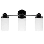 Lalia Home 3-LIGHT Black Bath Vanity Fixture With Opaque White Glass Shades Open. Price: $43.38.
