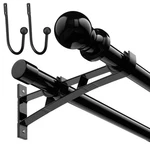 Double Curtain 28 To 44 Inch Black 1 Heavy Duty Dual Set F New. Price: $57.45.