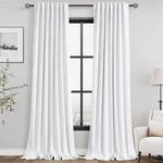 Nanspring White 100 Blackout Linen Curtains 96 Inches Long For Bedroom Back Tab New. Price: $113.99.