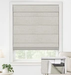 Lazblinds No Tools Drill Cordless Roman Shades For Windows, Blackout Therm Open. Price: $14.00.