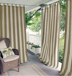 Elrene Highland Stripe Indoor/ Outdoor Single Curtain Panel Natural 52" X 95" New. Price: $25.00.