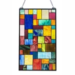 Chloe Lighting Verna Tiffany-style Geometric Stained Glass Window Panel 25"... New. Price: $160.02.