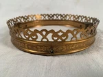 Vtg Brass 6&1/2" Victorian Hanging Pinch Frame Oil Lamp Shade Crown Cutout Ring Used. Price: $22.00.