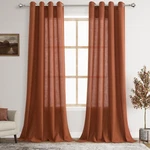 Nanspring Terracotta Sheer Curtains 102" Long Textured Linen Blend Lightweight New. Price: $85.02.