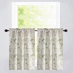 Vogol Kitchen Tier Curtains, Green Vines Embroidered Faux Linen Window Curtai... New. Price: $38.28.