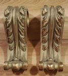 Pair Of House Parts Gold Acanthus Leaf Sconce Curtain Rod Holders For 2" Pole Used. Price: $24.99.
