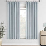 Olepangi Greyish Blue Pinch Pleated Linen Curtains 72 Length Panels For New. Price: $74.39.