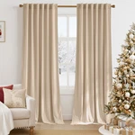 Nicetown Beige Velvet Curtains, Room Darkening, Thermal Insulated, 2 Panels New. Price: $74.63.