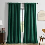 Luxury Dark Green Velvet Blackout Curtains 90" - 2 Panels For Privacy New. Price: $52.99.
