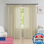 Oyring Faux Linen Pinch Pleated Curtains Semi Sheer 54X84 Beige Bedroom Drapes New. Price: $92.40.