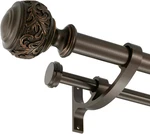 Double Curtain Rod 144-164" With Ball Finials, Antique Bronze Finish New. Price: $83.99.