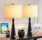 For Bedroom Set Of 2 Lamps Night Stand Black Bedside Modern Li... New. Price: $79.78.