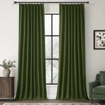 Chrisdowa Olive Pinch Pleated Blackout Linen Curtains Long 2PANELS 40X120 New. Price: $48.99.