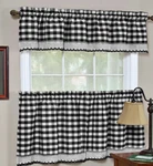 Buffalo Check Gingham Kitchen Curtain Separates, Black, 58X14 & 58X36 Inches New. Price: $19.07.