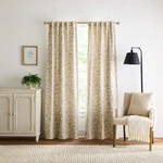 Beige Floral Blackout Curtains - Set Of 2, 37" X 84" For Living Room/bedroom New. Price: $85.99.