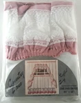 New Vintage Lace Window Swags Valance One Pair Pink Ruffled Village 64X38. Price: $30.99.