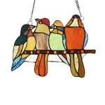 Chloe Lighting Perched Birds Tiffany-style Animal Design Window Panel 12" X 9" New. Price: $40.73.