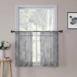 Tollpiz Floral Short Grey Sheer Tier Curtains Flower Print Vine Embroidery Ki... New. Price: $15.76.