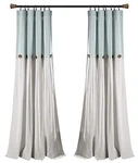 Blue Off White Linen Button Window Curtain 40 X 84 Modern Farmhouse Decor New. Price: $61.69.