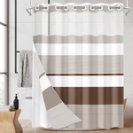 Nesphy No Hook Brown Shower Curtain With Snap Fabric Liner Set, Boho Striped New. Price: $60.04.