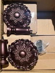 6 New Desyne Malinda Tie Backs, Bronze, Curtain Holdback, 4.5"L X 4"W. Price: $65.00.