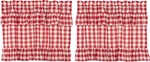 24 Red & White Buffalo Check Ruffled Farmhouse Window Tier Set Lined Annie New. Price: $47.95.