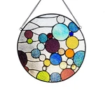 Chloe Lighting Bubbles Geometric-style Stained Glass Window Panel 13" Wide New. Price: $220.83.