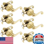 Bonpoly 6 Pack Gold Lever Wave Style Entrance Door Handle Keyed Alike For New. Price: $172.78.